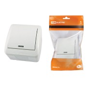 Выключатель 1-кл. открытой установки с подсветкой IP44 10А белый "Селигер" TDM