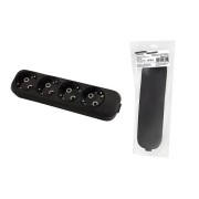 Колодка розеточная 4 гнезда 2П+3 16А 250В черная серии "Народная"