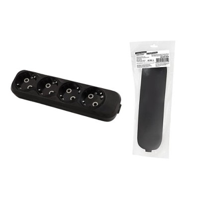 Колодка розеточная 4 гнезда 2П+3 16А 250В черная серии "Народная" Колодка розеточная 4 гнезда 2П+3 16А 250В черная серии "Народная"