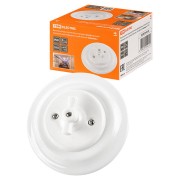 Выключатель скрытой установки фарфоровый поворотный перекрёстный с ручкой (бантик) 10А белый «Болонь» TDM