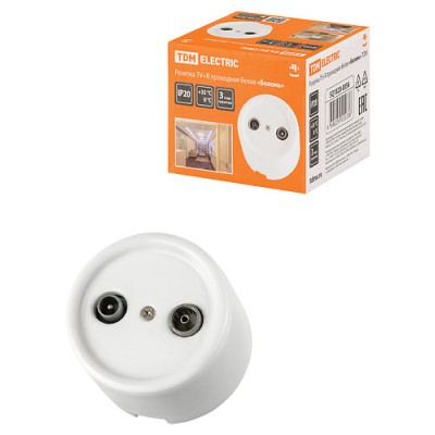 Розетка TV+R проходная белая «Болонь» TDM Розетка TV+R проходная белая «Болонь» TDM
