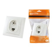 Розетка телефонная RJ11 + компьютерная RJ45 белая "Таймыр" TDM