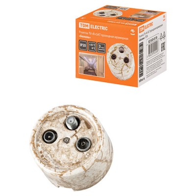 Розетка TV+R+ SAT проходная мраморная «Болонь» TDM Розетка TV+R+ SAT проходная мраморная «Болонь» TDM