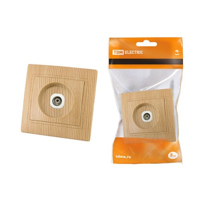 Розетка телевизионная простая (0-2400МГц, "мама") "ЭКО" (сосна) "Таймыр" TDM Розетка телевизионная простая (0-2400МГц, "мама") "ЭКО" (сосна) "Таймыр" TDM