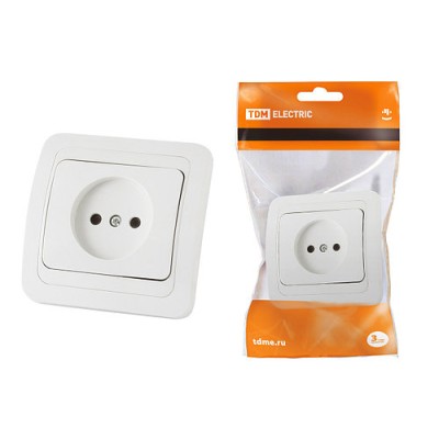 Розетка 2П 10А белая "Валдай" TDM Розетка 2П 10А белая "Валдай" TDM