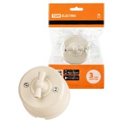 Выключатель поворотный проходной с ручкой (бантик) 10А сл. кость «Виви» TDM