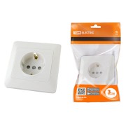 Розетка 2П+З с защ. шт. 16А 250В белая "Ильмень" TDM