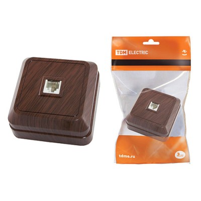 Розетка TФ (RJ-11) открытой установки IP20, бук "Ладога" TDM Розетка TФ (RJ-11) открытой установки IP20, бук "Ладога" TDM