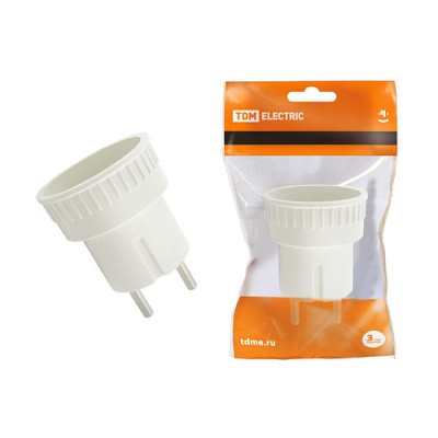 Адаптер (розетка б/з - SHUKO) 6А 250В белый TDM Адаптер (розетка б/з - SHUKO) 6А 250В белый TDM