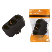 Блок на 3 гнезда: 1x2П+3 16 А + 2х2П 2,5 А под плоскую вилку 250 B черный TDM