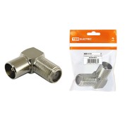 Переходник гнездо F - штекер TV угловой, инд. упаковка TDM