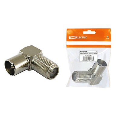 Переходник гнездо F - штекер TV угловой, инд. упаковка TDM Переходник гнездо F - штекер TV угловой, инд. упаковка TDM