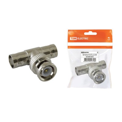 Переходник штекер BNC - х2 гнезда BNC (тройник), инд. упаковка TDM Переходник штекер BNC - х2 гнезда BNC (тройник), инд. упаковка TDM