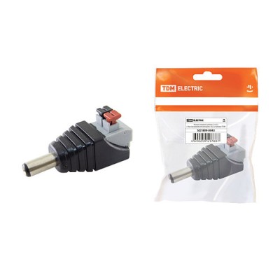 Разъём питания штекер 2.1х5.5 с быстрозажимной колодкой, инд. упаковка TDM Разъём питания штекер 2.1х5.5 с быстрозажимной колодкой, инд. упаковка TDM