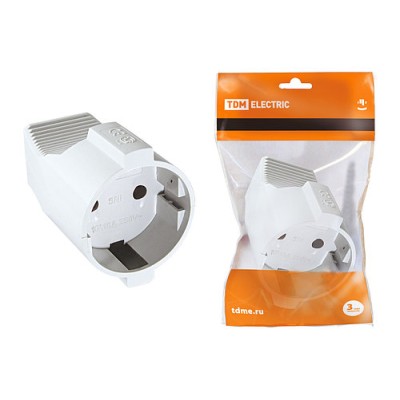 Кабельная розетка 2П б/з с з/ш 10А 250B белая TDM Кабельная розетка 2П б/з с з/ш 10А 250B белая TDM