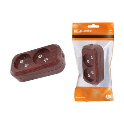 Колодка розеточная 2 гнезда 2П б/з 10А 250В "Эко" (бук) TDM Колодка розеточная 2 гнезда 2П б/з 10А 250В "Эко" (бук) TDM