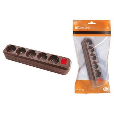 Колодка розеточная 5 гнезд 2П+3 с выключателем16А 250В "Эко" (бук) TDM Колодка розеточная 5 гнезд 2П+3 с выключателем16А 250В "Эко" (бук) TDM