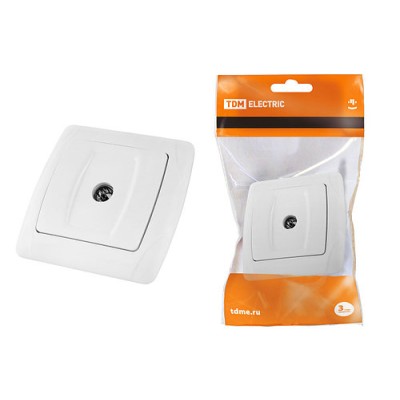 Розетка телевизионная простая (0-2400МГц, "мама") белая "Онега" TDM Розетка телевизионная простая (0-2400МГц, "мама") белая "Онега" TDM