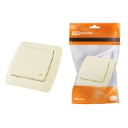 Розетка с крышкой 2П+З с защитными шторками 16А 250В IP44 сл. кость "Онега" TDM