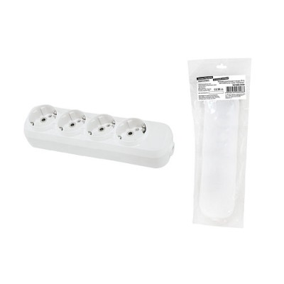 Колодка розеточная 4 гнезда 2П+3 16А 250В белая серии "Народная" Колодка розеточная 4 гнезда 2П+3 16А 250В белая серии "Народная"