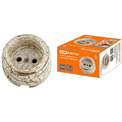 Розетка фарфоровая 2П 10А 250В мраморная «Болонь» TDM Розетка фарфоровая 2П 10А 250В мраморная «Болонь» TDM