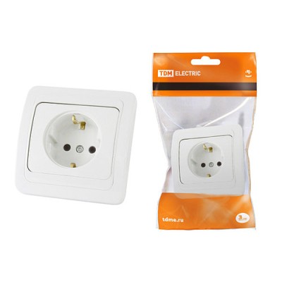 Розетка 2П+З 16А белая "Валдай" TDM Розетка 2П+З 16А белая "Валдай" TDM
