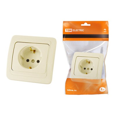 Розетка 2П+З 16А сл. кость "Валдай" TDM Розетка 2П+З 16А сл. кость "Валдай" TDM