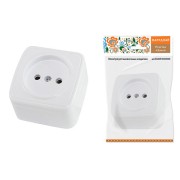 Розетка 2П открытой установки IP20 10А, белая "Дача" Народная