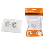 Розетка двойная 2П с защ. шт. 10А 250В белая "Ильмень" TDM