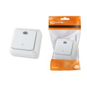 Переключатель на 2 направления 1-кл. открытой установки с подсветкой IP20 10А, белый "Ладога" TDM