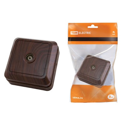 Розетка TВ простая (0-2400 Гц, "мама") открытой установки, IP20 бук "Ладога" TDM Розетка TВ простая (0-2400 Гц, "мама") открытой установки, IP20 бук "Ладога" TDM