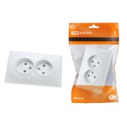 Розетка двойная 2П 10А 250В с защ. шт. белая "Лама" TDM