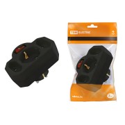 Блок на 3 гнезда с выключателем с индикацией: 1x2П+3 16А+2х2П 2,5А под плоскую вилку 250B черный TDM