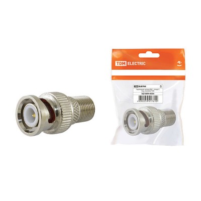 Переходник штекер BNC - гнездо F, инд. упаковка TDM Переходник штекер BNC - гнездо F, инд. упаковка TDM