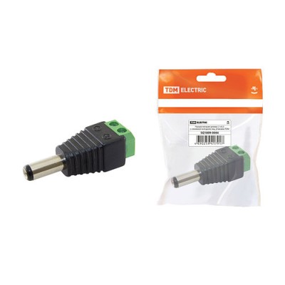 Разъём питания штекер 2.1х5.5 с клеммной колодкой, инд. упаковка TDM Разъём питания штекер 2.1х5.5 с клеммной колодкой, инд. упаковка TDM