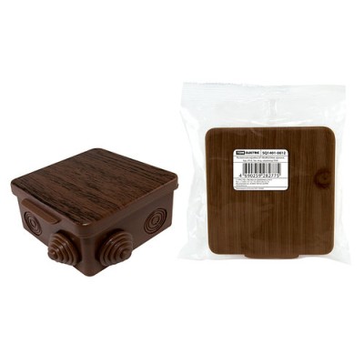 Распаячная коробка ОП 80х80х50мм, крышка, "ЭКО" (венге), IP54, 7вх. инд. штрихкод TDM Распаячная коробка ОП 80х80х50мм, крышка, "ЭКО" (венге), IP54, 7вх. инд. штрихкод TDM