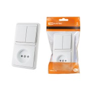 Блок комбинированный БКВР 2-х кл. выкл + розетка 2П с з/ш TDM