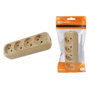 Колодка розеточная 4 гнезда 2П б/з 10А 250В "Эко" (сосна) TDM