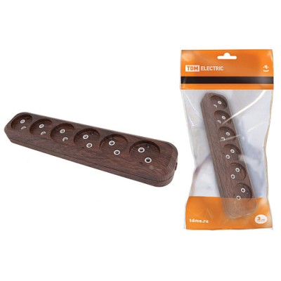 Колодка розеточная 6 гнезд 2П б/з 10А 250В "Эко" (бук) TDM Колодка розеточная 6 гнезд 2П б/з 10А 250В "Эко" (бук) TDM