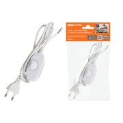 Шнур с плоской вилкой и светорегулятором ШУ05С1 (200Вт, RL) ШВВП 2х0,75мм2 2м. белый TDM