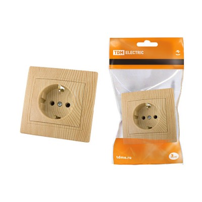 Розетка 2П+З 16А 250В "ЭКО" (сосна) "Таймыр" TDM Розетка 2П+З 16А 250В "ЭКО" (сосна) "Таймыр" TDM