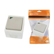 Переключатель на 2 направления 1-кл. с подсветкой открытой установки IP54 10А серый "Вуокса" TDM
