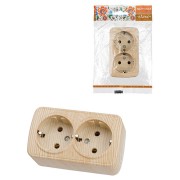 Розетка двойная 2П+3 открытой установки IP20 16А, сосна "Дача" Народная