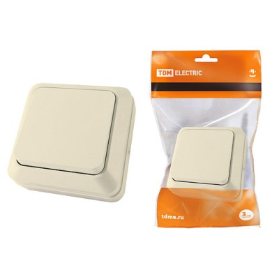 Выключатель 1-кл. открытой установки IP20 10А, сл. кость "Ладога" TDM Выключатель 1-кл. открытой установки IP20 10А, сл. кость "Ладога" TDM