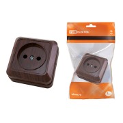 Розетка 2П открытой установки IP20 10А, бук "Ладога" TDM