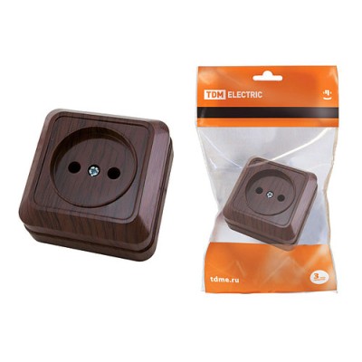 Розетка 2П открытой установки IP20 10А, бук "Ладога" TDM Розетка 2П открытой установки IP20 10А, бук "Ладога" TDM