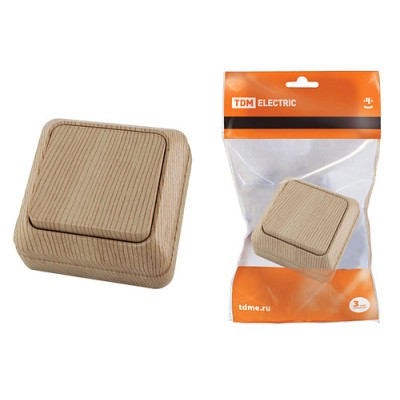 Выключатель 1-кл. открытой установки IP20 10А, сосна "Ладога" TDM Выключатель 1-кл. открытой установки IP20 10А, сосна "Ладога" TDM