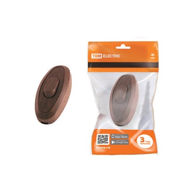 Выключатель на шнур 6А 250В ЭКО бук/венге TDM Выключатель на шнур 6А 250В ЭКО бук/венге TDM