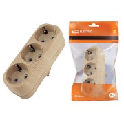 Блок на 3 гнезда 2П+З плоский 16А 250B "Эко" (сосна) TDM