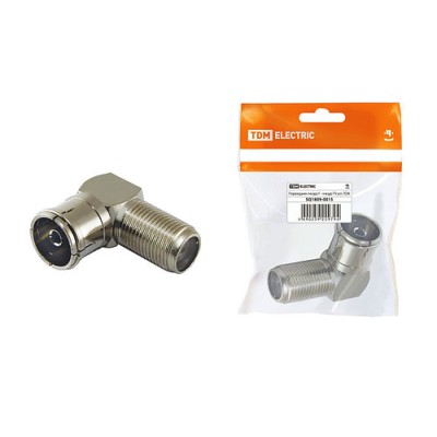 Переходник гнездо F - гнездо TV угловой, инд. упаковка TDM Переходник гнездо F - гнездо TV угловой, инд. упаковка TDM